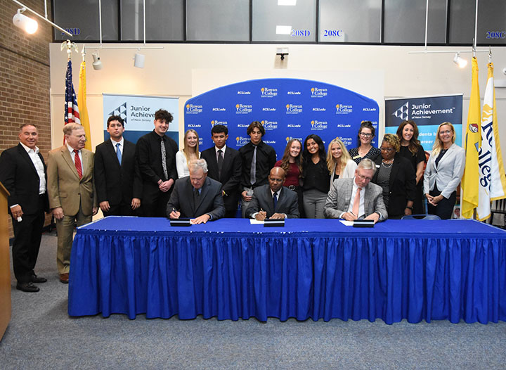 Representatives from Rowan College of South Jersey, Junior Achievement of New Jersey, and Washington Township High School attend