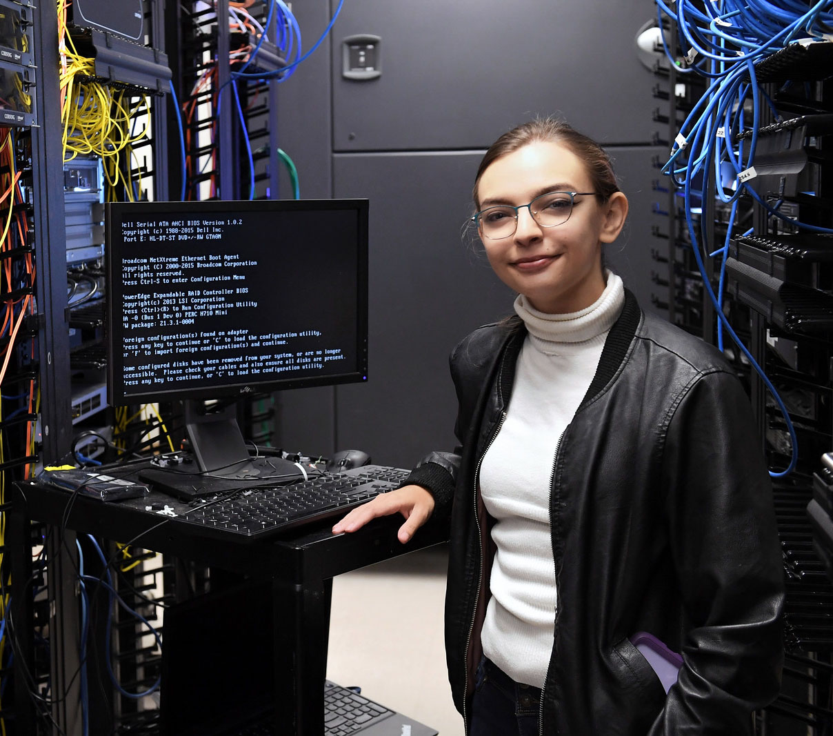 RCSJ student in a computer server room