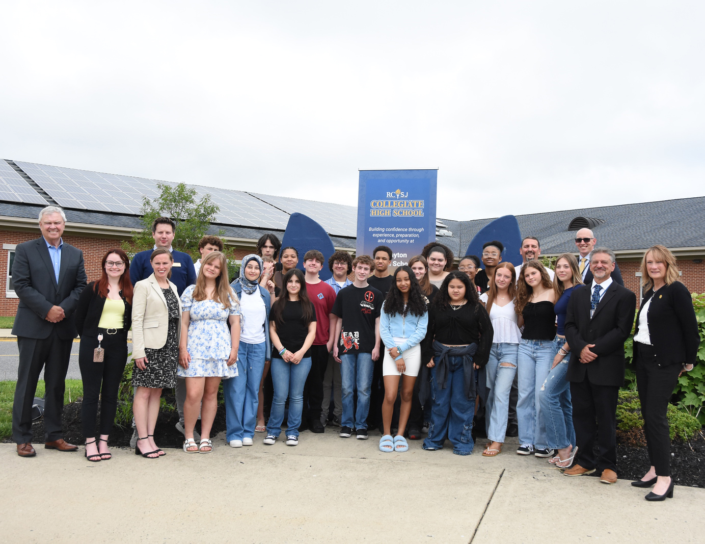 RCSJ, Gloucester County, and Clayton School District leadership, gathered to recognize 20 freshman high school students who have