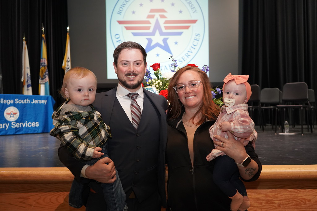 Justin Rubiski, United States Army veteran and Rowan College of South Jersey Radiography program student, and his family, honore