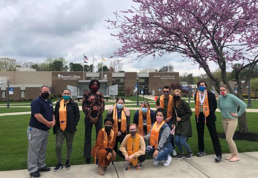 Group picture of PTK members on campus