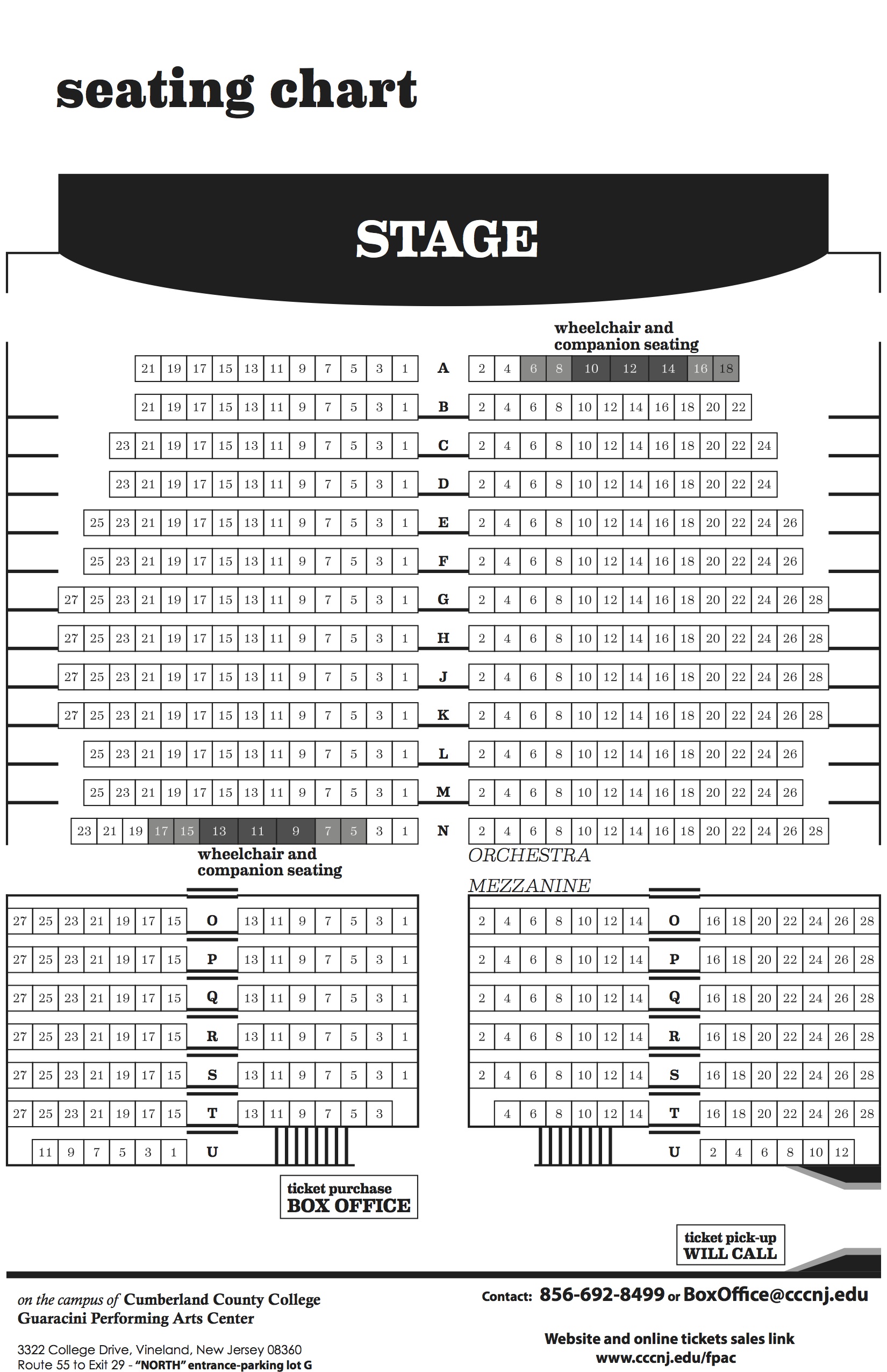 Raritan Valley Community College Theater Seating Chart