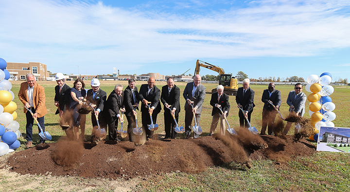 Groundbreaking with ceremony shovels