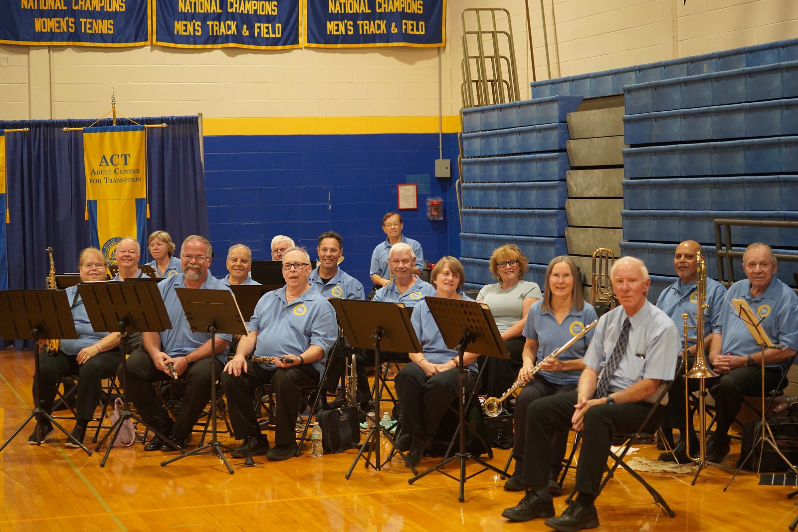 Rowan College of South Jersey's Jazz Band pose with their instruments during President Brenden Rickards' inauguration ceremony.