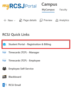 Student Portal button