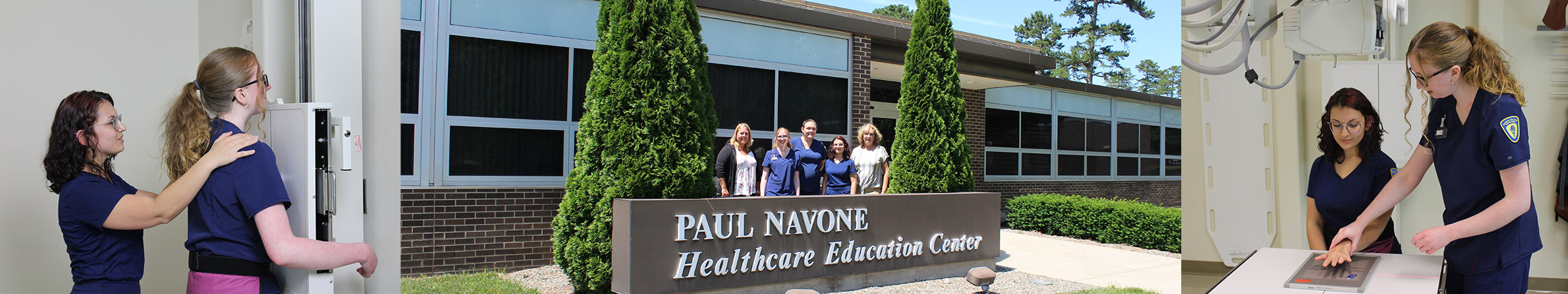 RCSJ Radiography Students in the classroom and out front of the Healthcare building